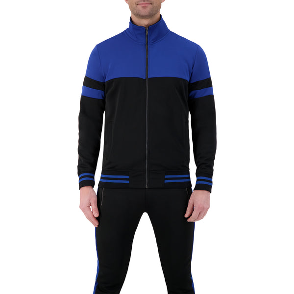 Black Full Zip Colorblock Athletic Jacket