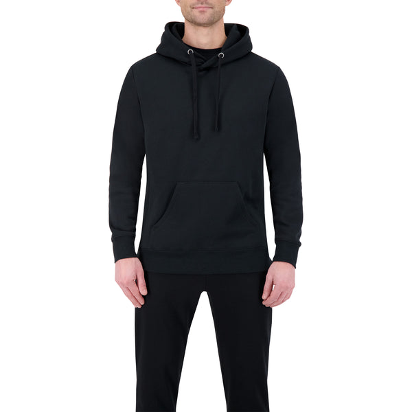 Black Popover Fleece Hooded Sweatshirt